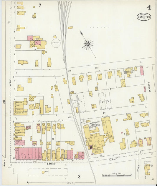 Sanborn Fire Insurance Map from Canisteo, Steuben County, New York (1904), Sheet #0004 - Historic Sanborn Fire Insurance Map Print, vintage old map wall art, antique decor, genealogy gift, New York New York map