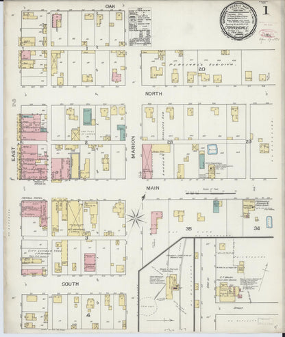 Sanborn Fire Insurance Map from Carbondale, Jackson County, Illinois (1893), Sheet #0001 - Complete Map Set gallery image, historic Sanborn map, vintage wall art, Illinois Illinois