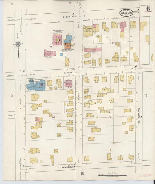 Sanborn Fire Insurance Map from Albion, Orleans County, New York (1941), Sheet #0006 - Historic Sanborn Fire Insurance Map Print, vintage old map wall art, antique decor, genealogy gift, New York New York map
