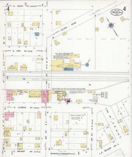 Sanborn Fire Insurance Map from Wadena, Wadena County, Minnesota (1924), Sheet #0004 - Historic Sanborn Fire Insurance Map Print, vintage old map wall art, antique decor, genealogy gift, Minnesota Minnesota map
