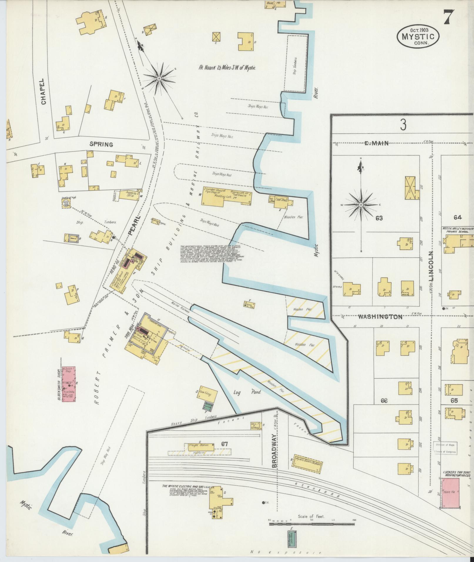 Sanborn Fire Insurance Map from Mystic, New London County, Connecticut (1903), Sheet #0007 - Complete Map Set gallery image, historic Sanborn map, vintage wall art, Connecticut Connecticut