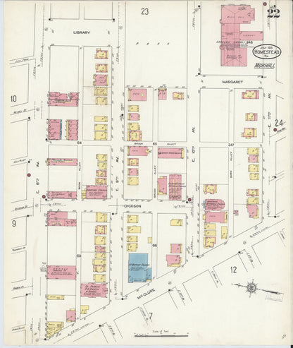 Sanborn Fire Insurance Map from Homestead, Allegheny County, Pennsylvania (1913), Sheet #0022 - Historic Sanborn Fire Insurance Map Print, vintage old map wall art, antique decor, genealogy gift, Pennsylvania Pennsylvania map