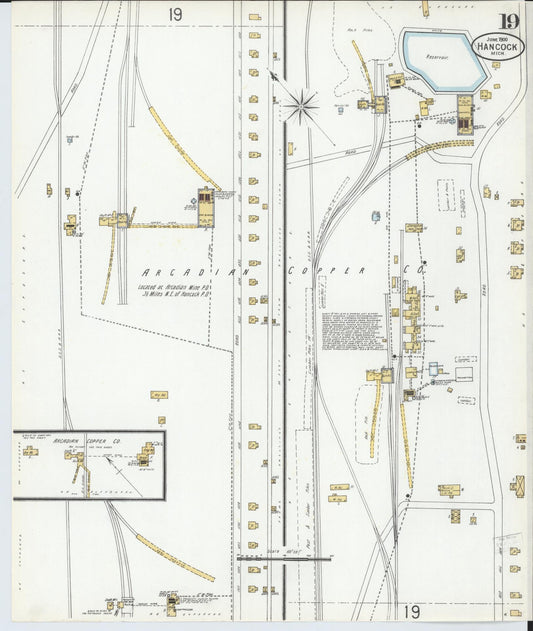 Sanborn Fire Insurance Map from Houghton, Houghton County, Michigan (1900), Sheet #0019 - Historic Sanborn Fire Insurance Map Print, vintage old map wall art, antique decor, genealogy gift, Michigan Michigan map