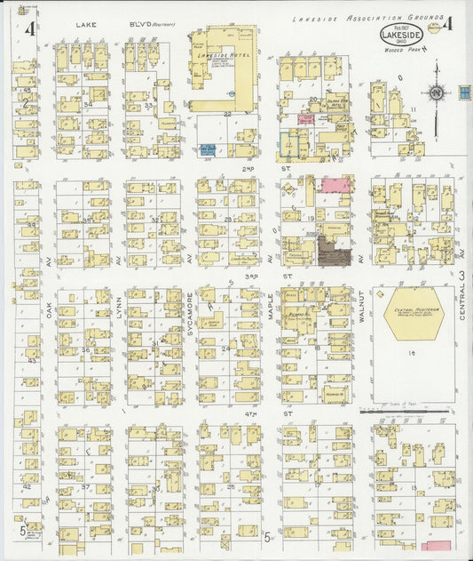 Sanborn Fire Insurance Map from Lakeside, Ottawa County, Ohio (1927), Sheet #0004 - Historic Sanborn Fire Insurance Map Print, vintage old map wall art, antique decor, genealogy gift, Ohio Ohio map