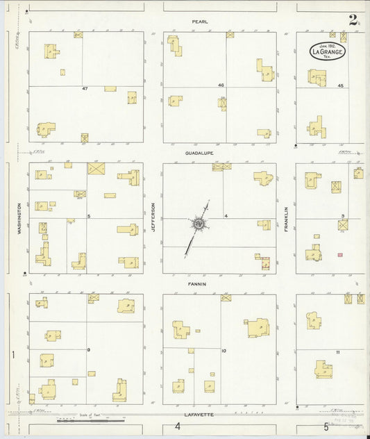 Sanborn Fire Insurance Map from La Grange, Fayette County, Texas (1912), Sheet #0002 - Historic Sanborn Fire Insurance Map Print, vintage old map wall art, antique decor, genealogy gift, Texas Texas map