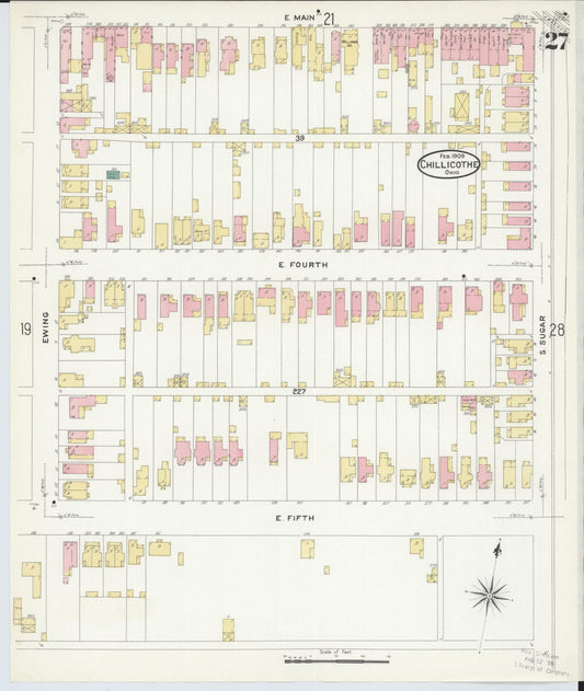 Sanborn Fire Insurance Map from Chillicothe, Ross County, Ohio (1909), Sheet #0027 - Historic Sanborn Fire Insurance Map Print, vintage old map wall art, antique decor, genealogy gift, Ohio Ohio map