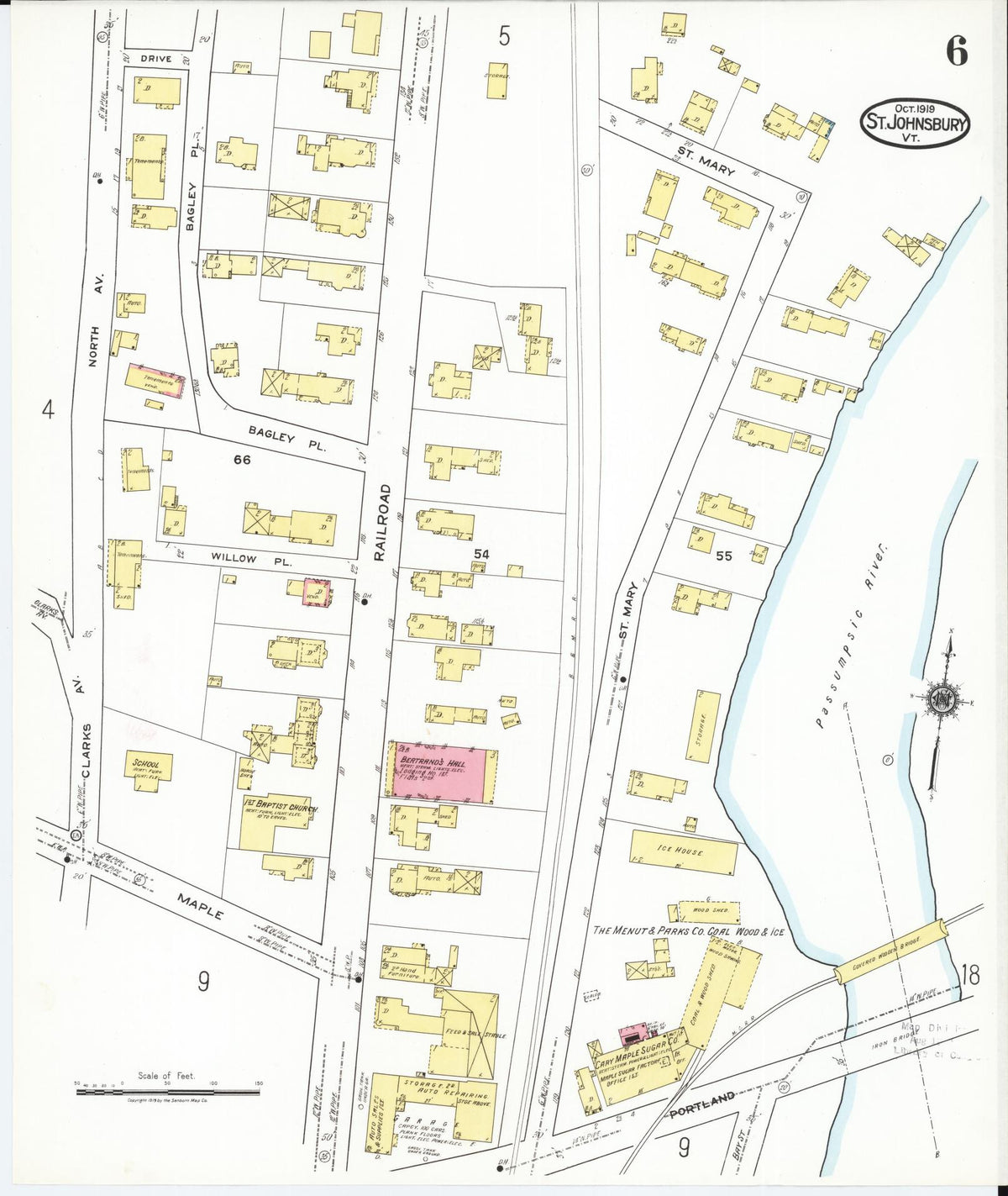 Sanborn Fire Insurance Map from Saint Johnsbury, Caledonia County, Vermont (1919), Sheet #0006 - Complete Map Set gallery image, historic Sanborn map, vintage wall art, Vermont Vermont