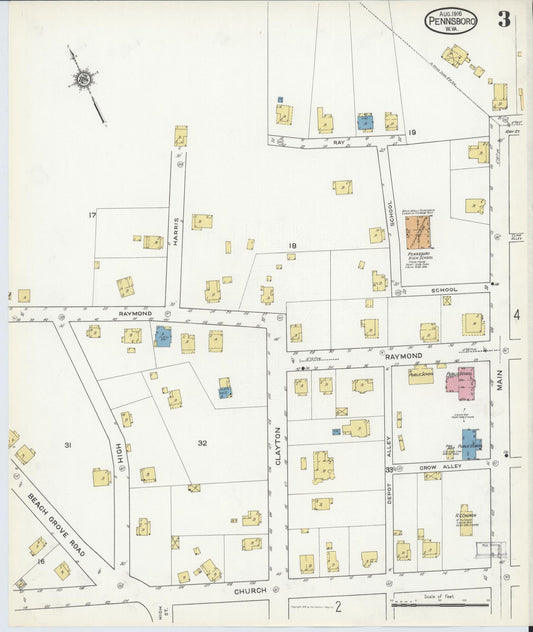 Sanborn Fire Insurance Map from Pennsboro, Richie County, West Virginia (1916), Sheet #0003 - Historic Sanborn Fire Insurance Map Print, vintage old map wall art, antique decor, genealogy gift, West Virginia West Virginia map