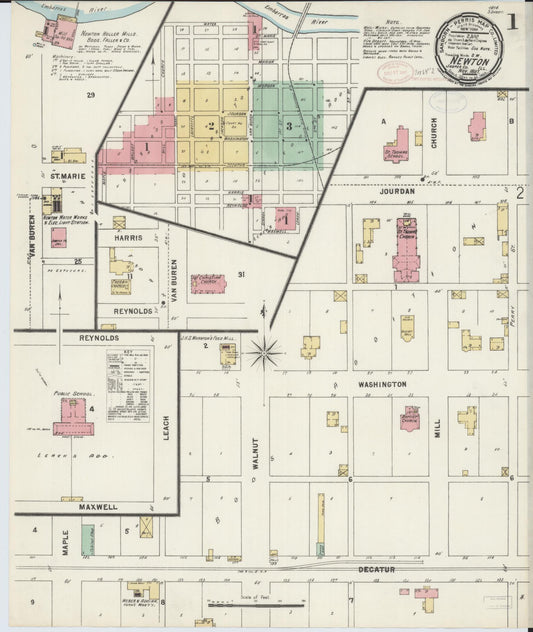 Sanborn Fire Insurance Map from Newton, Jasper County, Illinois (1897), Sheet #0001 - Complete Map Set gallery image, historic Sanborn map, vintage wall art, Illinois Illinois