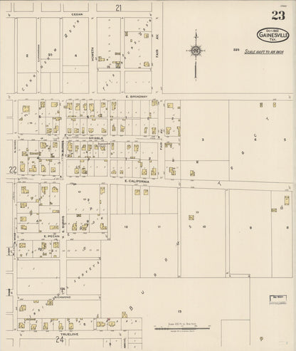 Sanborn Fire Insurance Map from Gainesville, Cooke County, Texas (1922), Sheet #0023 - Complete Map Set gallery image, historic Sanborn map, vintage wall art, Texas Texas