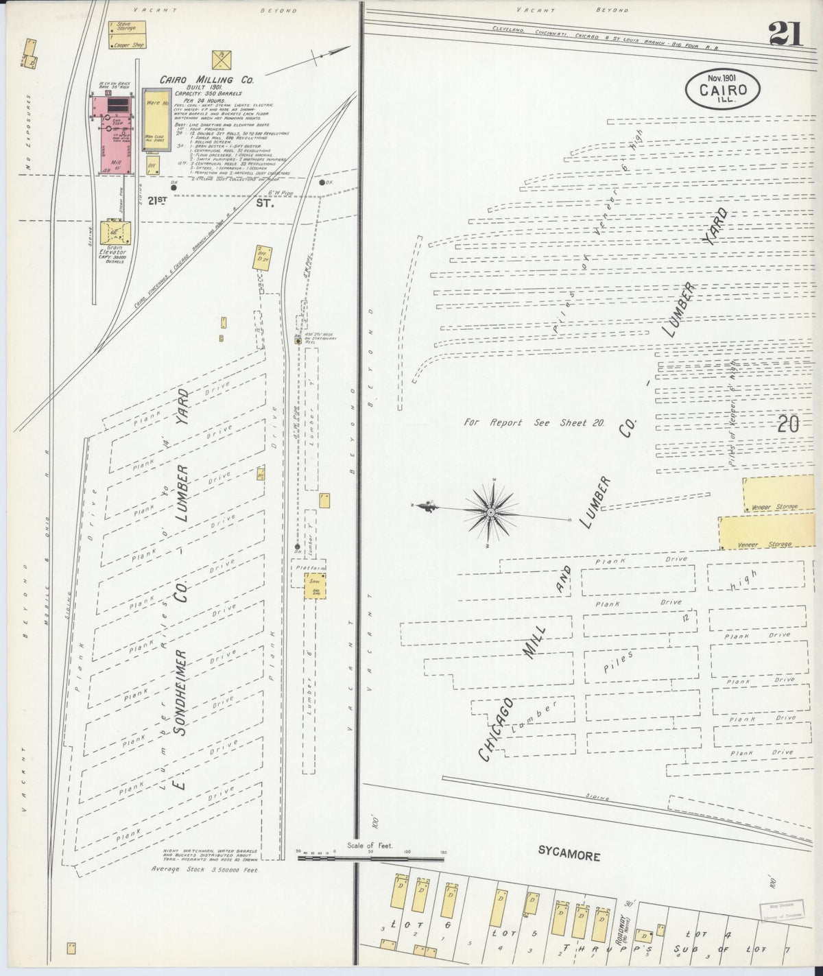 Sanborn Fire Insurance Map from Cairo, Alexander County, Illinois (1901), Sheet #0021 - Complete Map Set gallery image, historic Sanborn map, vintage wall art, Illinois Illinois