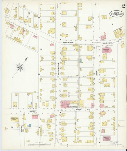 Sanborn Fire Insurance Map from Mount Pleasant, Westmoreland County, Pennsylvania (1908), Sheet #0002 - Historic Sanborn Fire Insurance Map Print, vintage old map wall art, antique decor, genealogy gift, Pennsylvania Pennsylvania map