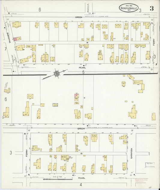 Sanborn Fire Insurance Map from Schuylerville, Saratoga County, New York (1912), Sheet #0003 - Historic Sanborn Fire Insurance Map Print, vintage old map wall art, antique decor, genealogy gift, New York New York map