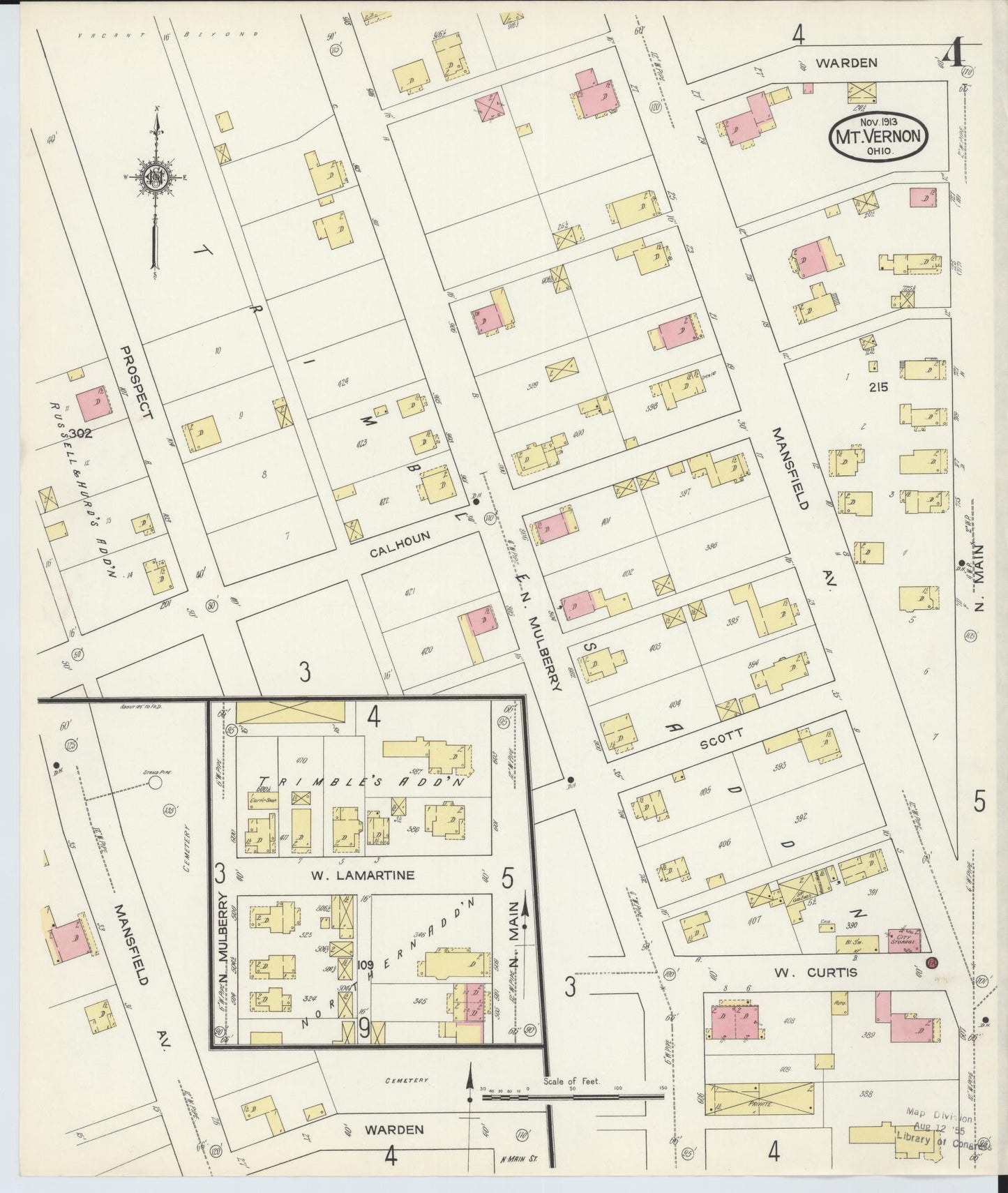Sanborn Fire Insurance Map from Mount Vernon, Knox County, Ohio (1913), Sheet #0004 - Complete Map Set gallery image, historic Sanborn map, vintage wall art, Ohio Ohio