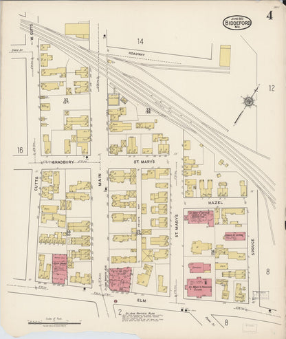 Sanborn Fire Insurance Map from Biddeford, York County, Maine (1922), Sheet #0004 - Complete Map Set gallery image, historic Sanborn map, vintage wall art, Maine Maine