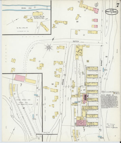 Sanborn Fire Insurance Map from Brattleboro, Windham County, Vermont (1896), Sheet #0007 - Complete Map Set gallery image, historic Sanborn map, vintage wall art, Vermont Vermont