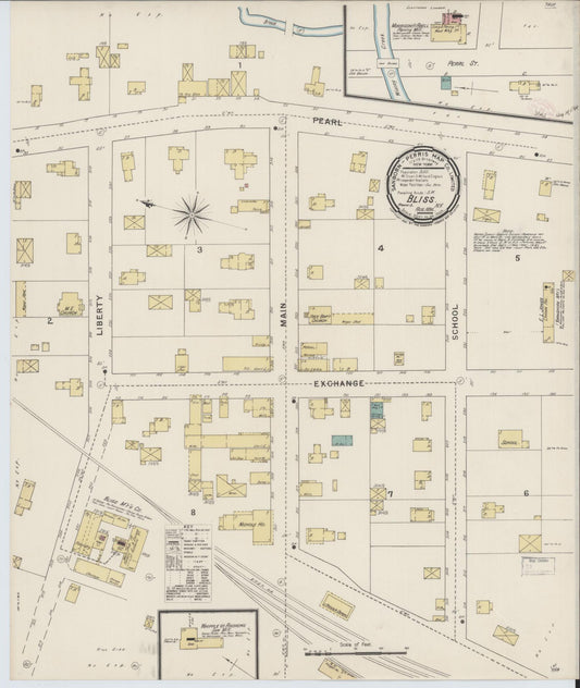 Sanborn Fire Insurance Map from Bliss, Wyoming County, New York (1894), Sheet #0001 - Historic Sanborn Fire Insurance Map Print, vintage old map wall art, antique decor, genealogy gift, Bliss Wyoming map