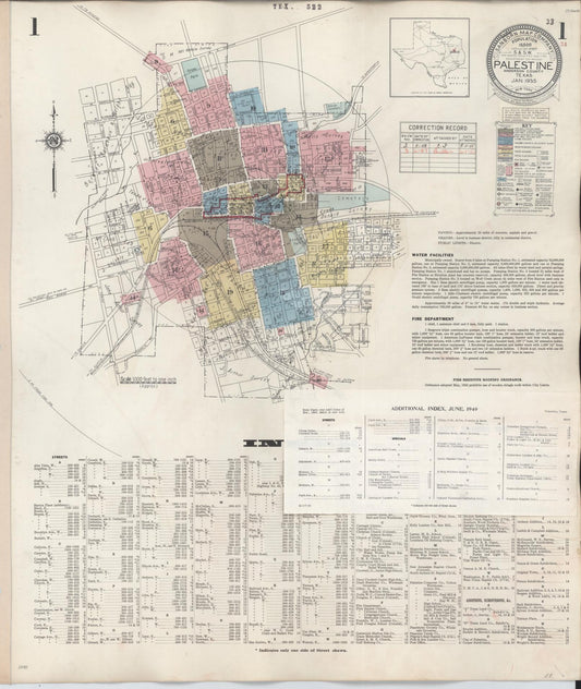 Sanborn Fire Insurance Map from Palestine, Anderson County, Texas (1949), Sheet #0001 - Complete Map Set gallery image, historic Sanborn map, vintage wall art, Texas Texas