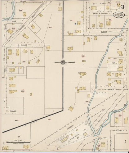 Sanborn Fire Insurance Map from Heppner, Morrow County, Oregon (1932), Sheet #0003 - Complete Map Set gallery image, historic Sanborn map, vintage wall art, Oregon Oregon