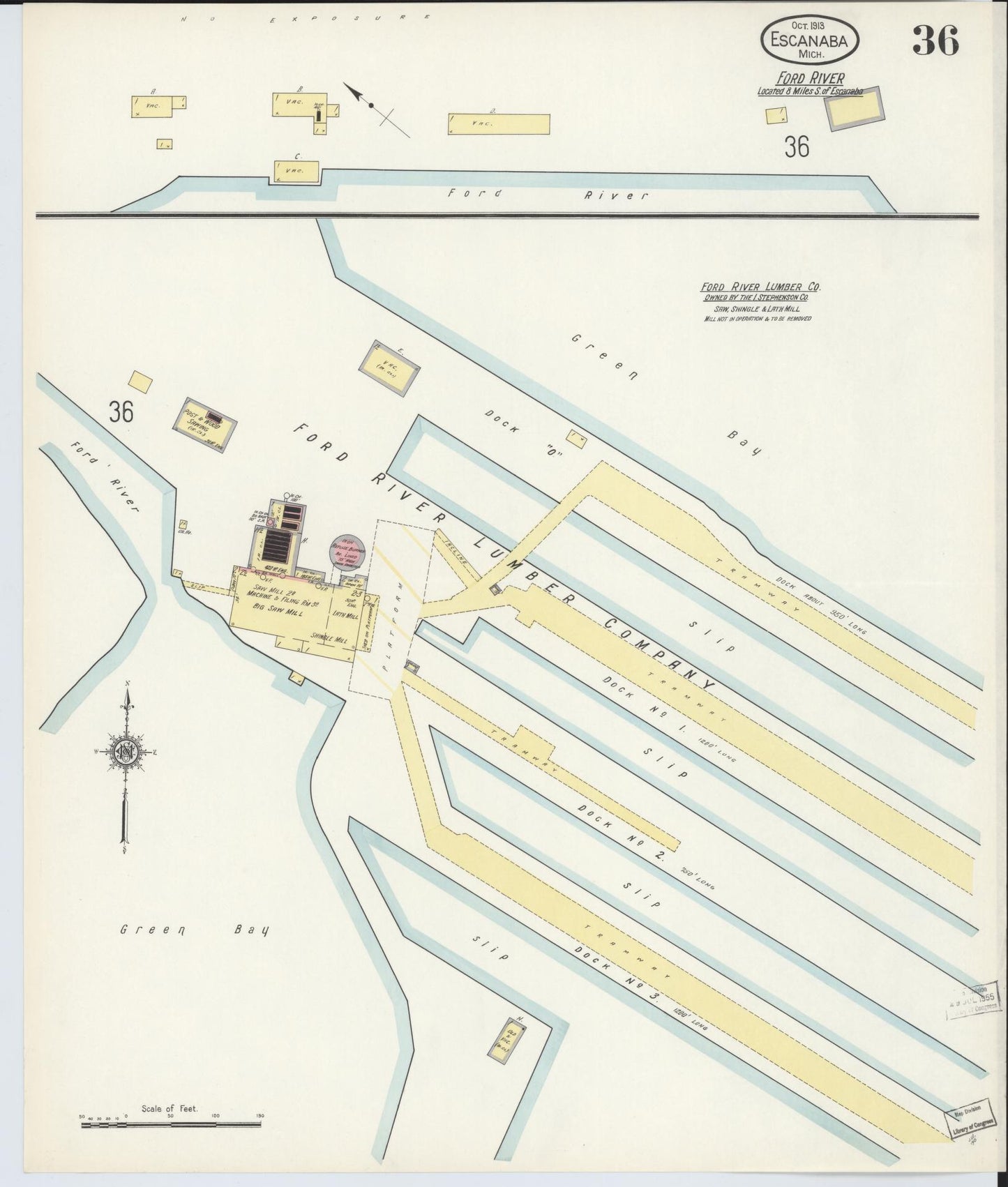 Sanborn Fire Insurance Map from Escanaba, Delta County, Michigan (1913), Sheet #0036 - Complete Map Set gallery image, historic Sanborn map, vintage wall art, Michigan Michigan