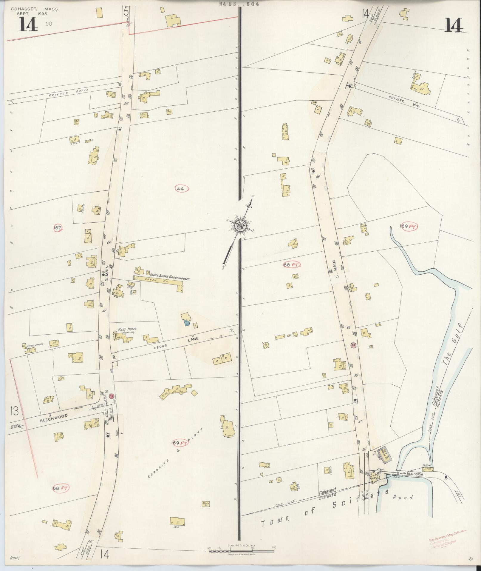 Sanborn Fire Insurance Map from Cohasset, Norfolk County, Massachusetts (1940), Sheet #0014 - Complete Map Set gallery image, historic Sanborn map, vintage wall art, Massachusetts Massachusetts