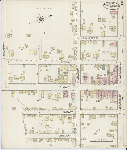 Sanborn Fire Insurance Map from Nicholasville, Jessamine County, Kentucky (1886), Sheet #0002 - Complete Map Set gallery image, historic Sanborn map, vintage wall art, Kentucky Kentucky