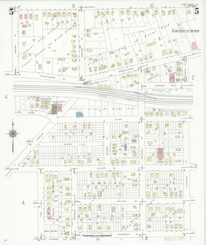 Sanborn Fire Insurance Map from Glen Ellyn, Du Page County, Illinois (1940), Sheet #0005 - Historic Sanborn Fire Insurance Map Print, vintage old map wall art, antique decor, genealogy gift, Illinois Illinois map