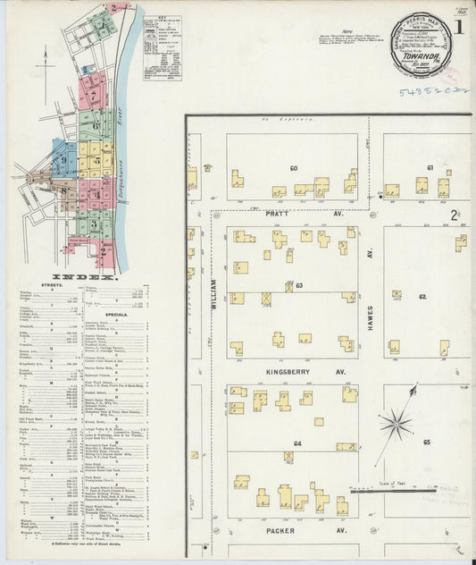 Sanborn Fire Insurance Map from Towanda, Bradford County, Pennsylvania (1897), Sheet #0001 - Historic Sanborn Fire Insurance Map Print, vintage old map wall art, antique decor, genealogy gift, Pennsylvania Pennsylvania map