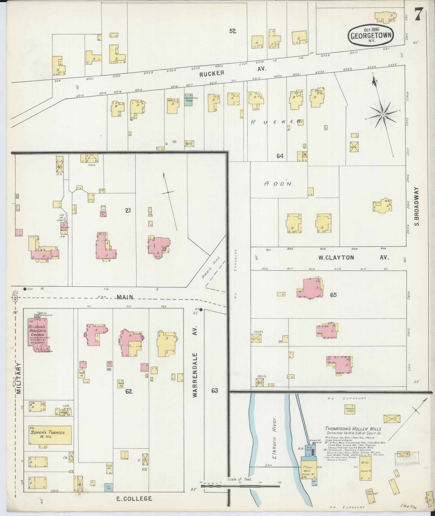 Sanborn Fire Insurance Map from Georgetown, Scott County, Kentucky (1895), Sheet #0007 - Complete Map Set gallery image, historic Sanborn map, vintage wall art, Kentucky Kentucky