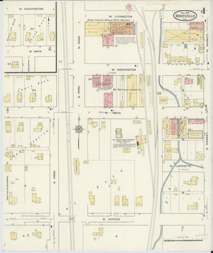 Sanborn Fire Insurance Map from Monticello, Piatt County, Illinois (1915), Sheet #0004 - Complete Map Set gallery image, historic Sanborn map, vintage wall art, Illinois Illinois