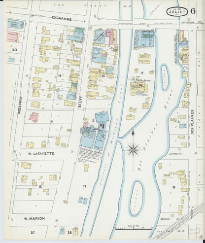Sanborn Fire Insurance Map from Joliet, Will County, Illinois (1891), Sheet #0006 - Complete Map Set gallery image, historic Sanborn map, vintage wall art, Illinois Illinois