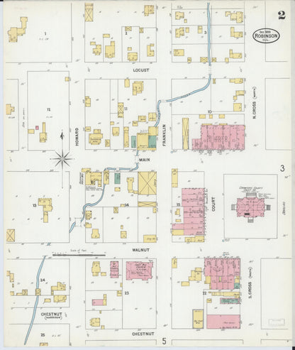 Sanborn Fire Insurance Map from Robinson, Crawford County, Illinois (1899), Sheet #0002 - Complete Map Set gallery image, historic Sanborn map, vintage wall art, Illinois Illinois