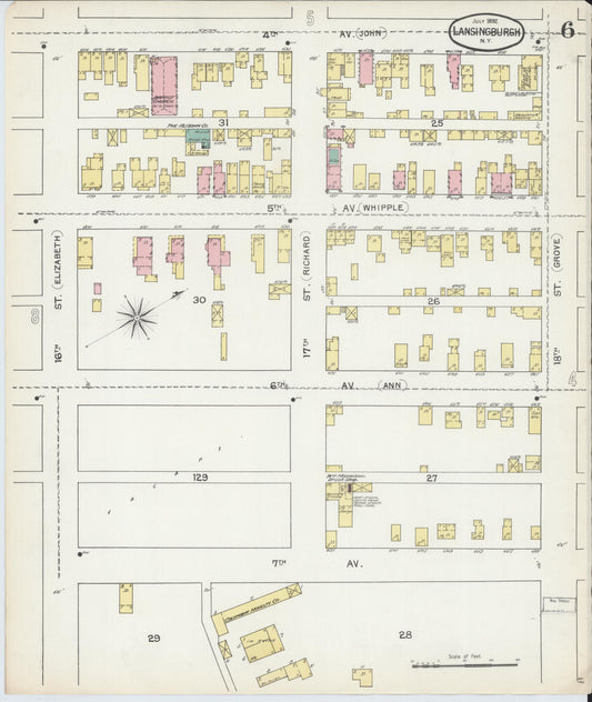 Sanborn Fire Insurance Map from Lansingburg, Rensselaer County, New York (1892), Sheet #0006 - Historic Sanborn Fire Insurance Map Print, vintage old map wall art, antique decor, genealogy gift, New York New York map