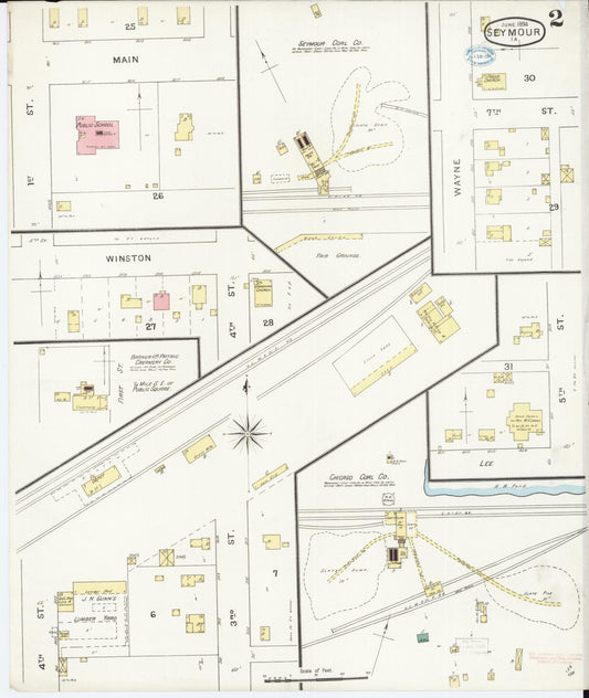 Sanborn Fire Insurance Map from Seymour, Wayne County, Iowa (1894), Sheet #0002 - Historic Sanborn Fire Insurance Map Print, vintage old map wall art