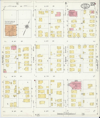 Sanborn Fire Insurance Map from Tulsa, Tulsa County, Oklahoma (1911), Sheet #0022 - Complete Map Set gallery image, historic Sanborn map, vintage wall art, Oklahoma Oklahoma