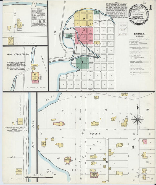 Sanborn Fire Insurance Map from Lanesboro, Fillmore County, Minnesota (1900), Sheet #0001 - Historic Sanborn Fire Insurance Map Print, vintage old map wall art, antique decor, genealogy gift, Minnesota Minnesota map