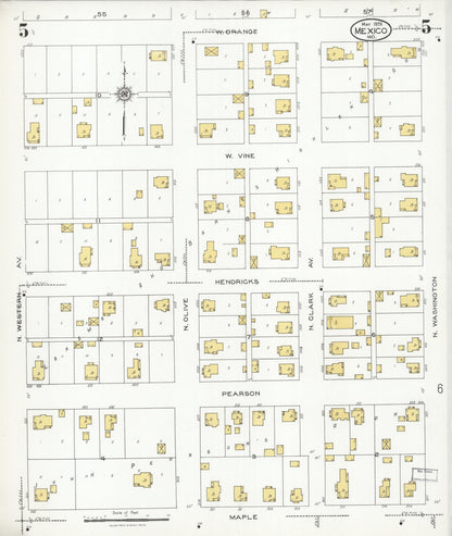 Sanborn Fire Insurance Map from Mexico, Audrain County, Missouri (1926), Sheet #0005 - Complete Map Set gallery image, historic Sanborn map, vintage wall art, Missouri Missouri