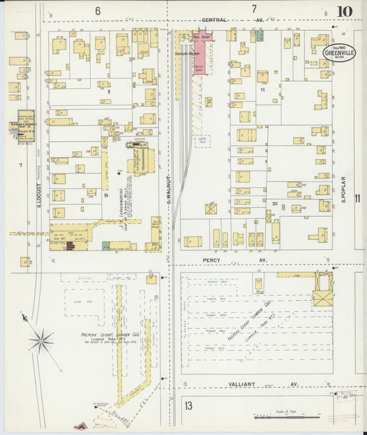 Sanborn Fire Insurance Map from Greenville, Washington County, Mississippi (1900), Sheet #0010 - Historic Sanborn Fire Insurance Map Print, vintage old map wall art, antique decor, genealogy gift, Mississippi Mississippi map