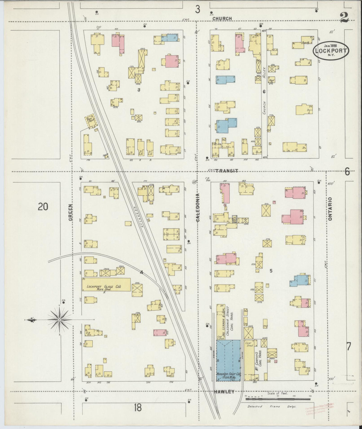 Sanborn Fire Insurance Map from Lockport, Niagara County, New York (1898), Sheet #0002 - Complete Map Set gallery image, historic Sanborn map, vintage wall art, New York New York