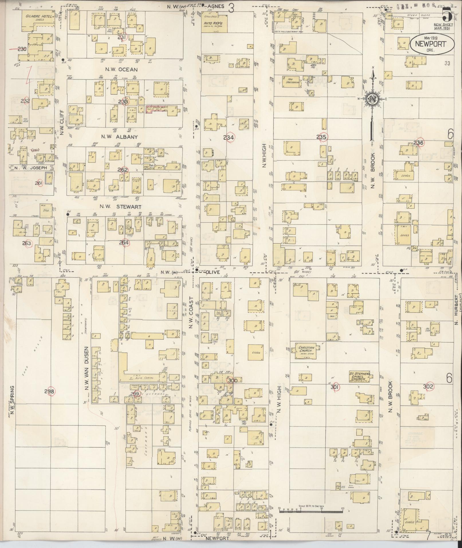 Sanborn Fire Insurance Map from Newport, Lincoln County, Oregon (1940), Sheet #0005 - Complete Map Set gallery image, historic Sanborn map, vintage wall art, Oregon Oregon