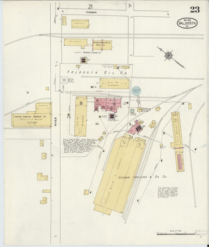Sanborn Fire Insurance Map from Valdosta, Lowndes County, Georgia (1912), Sheet #0023 - Complete Map Set gallery image, historic Sanborn map, vintage wall art, Georgia Georgia