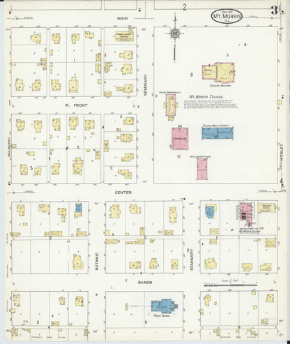 Sanborn Fire Insurance Map from Mount Morris, Ogle County, Illinois (1912), Sheet #0003 - Complete Map Set gallery image, historic Sanborn map, vintage wall art, Illinois Illinois