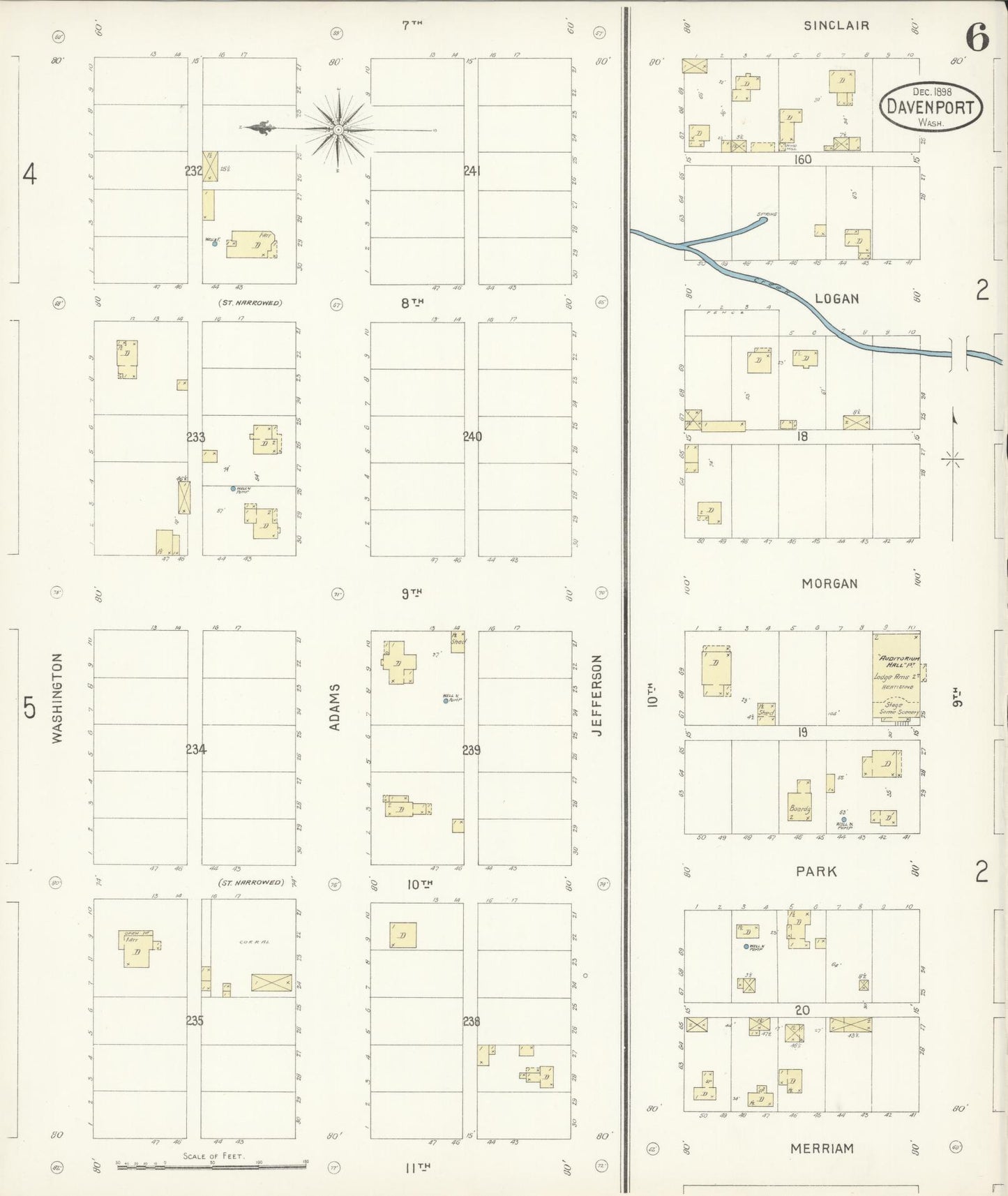 Sanborn Fire Insurance Map from Davenport, Lincoln County, Washington (1898), Sheet #0006 - Complete Map Set gallery image, historic Sanborn map, vintage wall art, Washington Washington