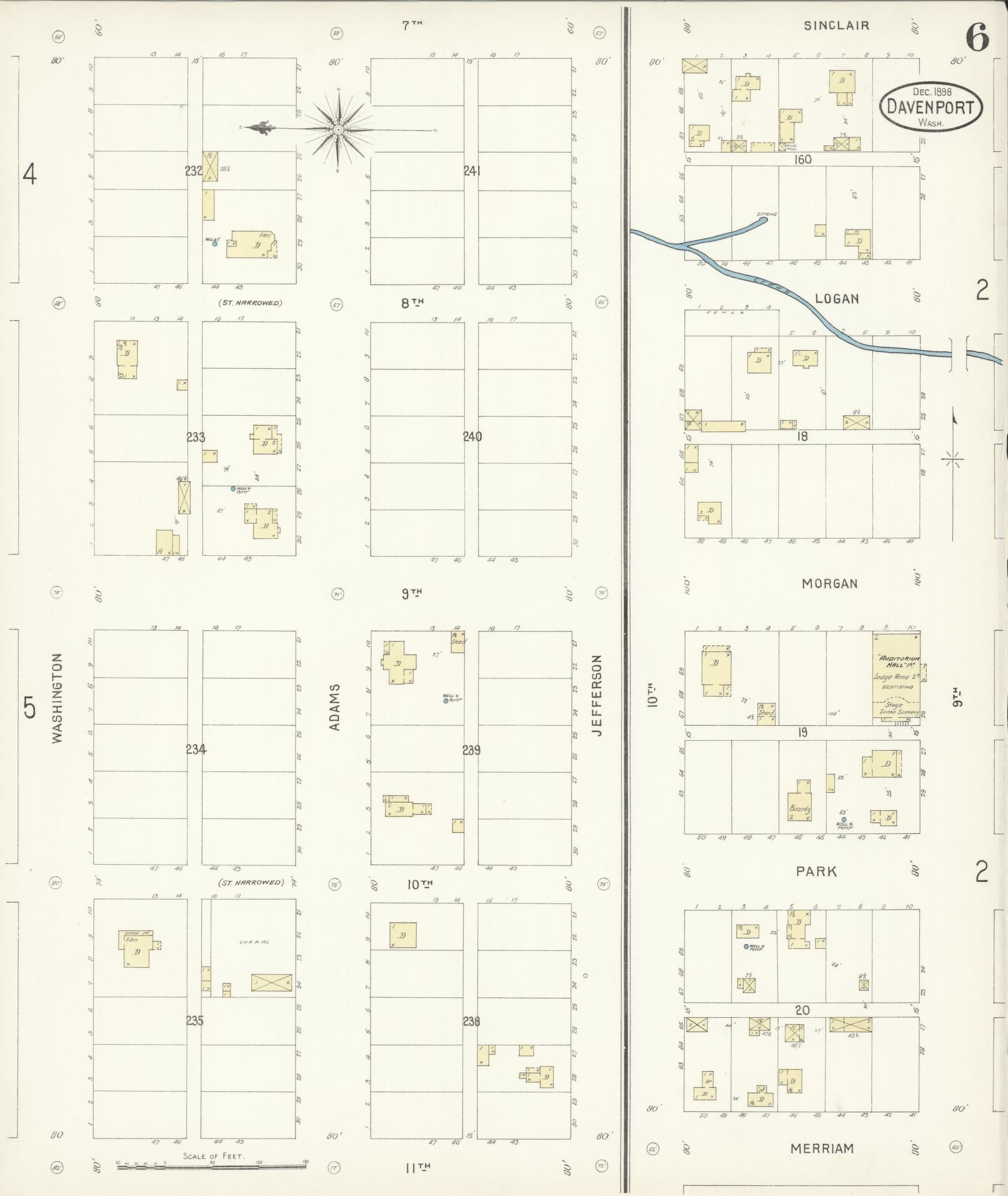 Sanborn Fire Insurance Map from Davenport, Lincoln County, Washington (1898), Sheet #0006 - Complete Map Set gallery image, historic Sanborn map, vintage wall art, Washington Washington