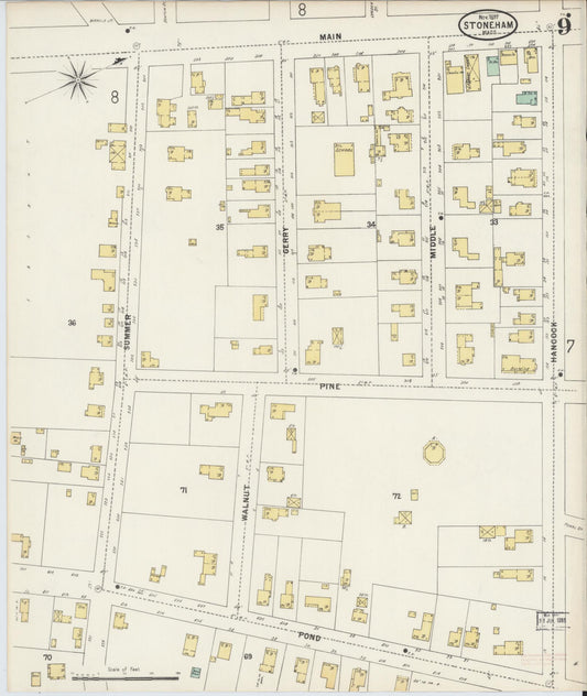 Sanborn Fire Insurance Map from Stoneham, Middlesex County, Massachusetts (1897), Sheet #0009 - Historic Sanborn Fire Insurance Map Print, vintage old map wall art, antique decor, genealogy gift, Massachusetts Massachusetts map