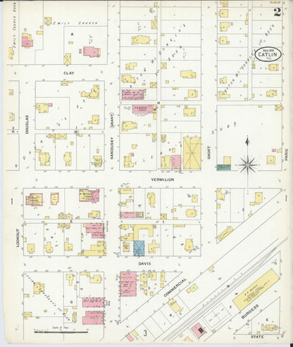 Sanborn Fire Insurance Map from Catlin, Vermilion County, Illinois (1909), Sheet #0002 - Complete Map Set gallery image, historic Sanborn map, vintage wall art, Illinois Illinois