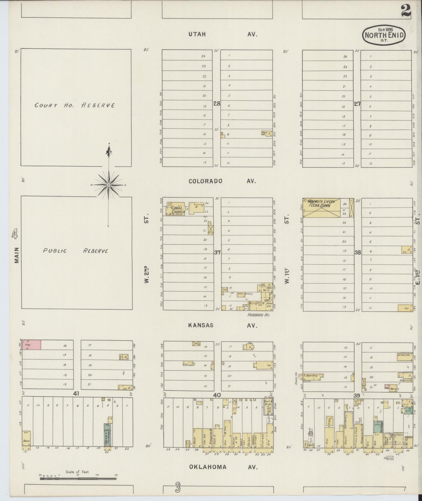 Sanborn Fire Insurance Map from North Enid, Garfield County, Oklahoma (1895), Sheet #0002 - Complete Map Set gallery image, historic Sanborn map, vintage wall art, Oklahoma Oklahoma
