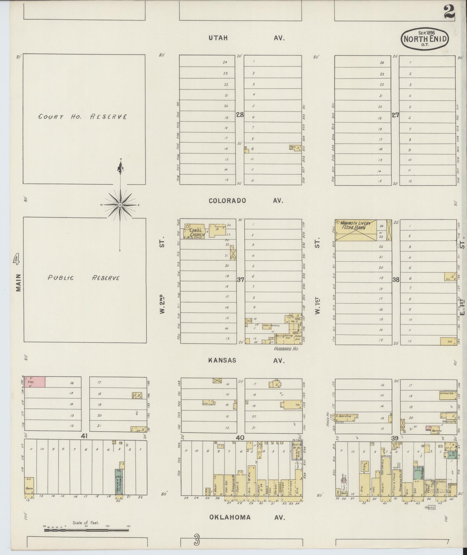 Sanborn Fire Insurance Map from North Enid, Garfield County, Oklahoma (1895), Sheet #0002 - Complete Map Set gallery image, historic Sanborn map, vintage wall art, Oklahoma Oklahoma