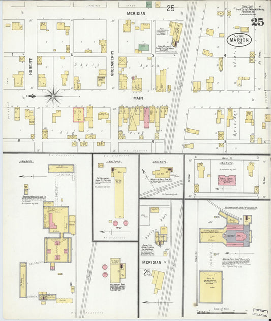 Sanborn Fire Insurance Map from Marion, Grant County, Indiana (1901), Sheet #0025 - Historic Sanborn Fire Insurance Map Print, vintage old map wall art, antique decor, genealogy gift, Indiana Indiana map