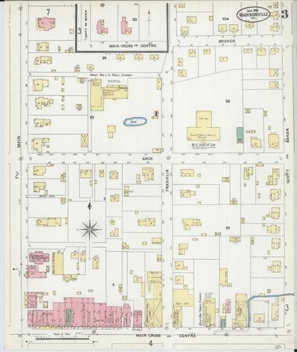 Sanborn Fire Insurance Map from Madisonville, Hopkins County, Kentucky (1906), Sheet #0003 - Complete Map Set gallery image, historic Sanborn map, vintage wall art, Kentucky Kentucky